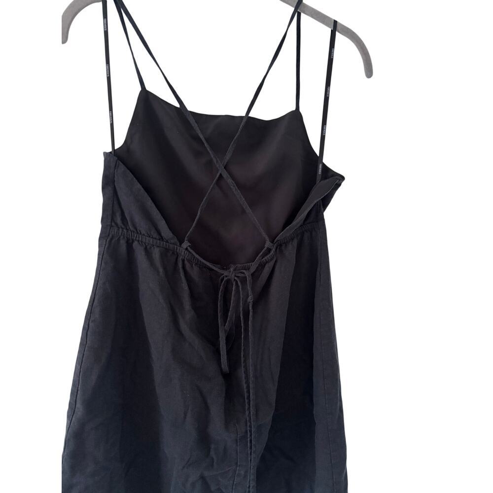 Forever 21 Black Linen Blend Mini Dress Criss Cross Back Strappy Women’s S - Picture 9 of 10